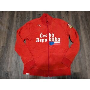 Puma Czech Republic Jacket Mens Medium Red Full Zip Coat Track Top READ FLAWS